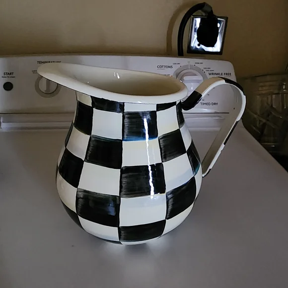 MacKenzie-Childs Black and White Enamel Pitcher - Picture 3 of 4